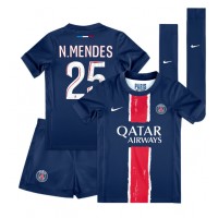 Dres Paris Saint-Germain Nuno Mendes #25 Domáci pre deti 2024-25 Krátky Rukáv (+ trenírky)